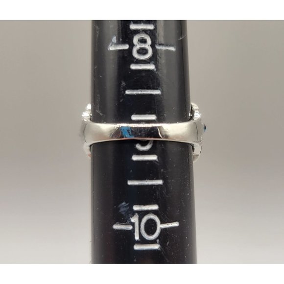 Moonstone Style Blue Rhinestone Cocktail Statement Ring Silver Tone Setting Size - Picture 9 of 9